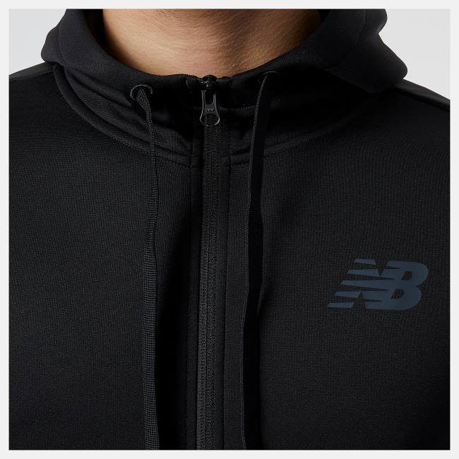 New Balance Tenacity Performance Fleece Full Zip Hoodie Herr Svarta | NB725HYV