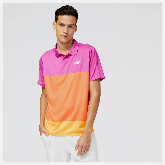 New Balance Tournament Polo T-shirt Herr Rosa Orange | NB376LNM