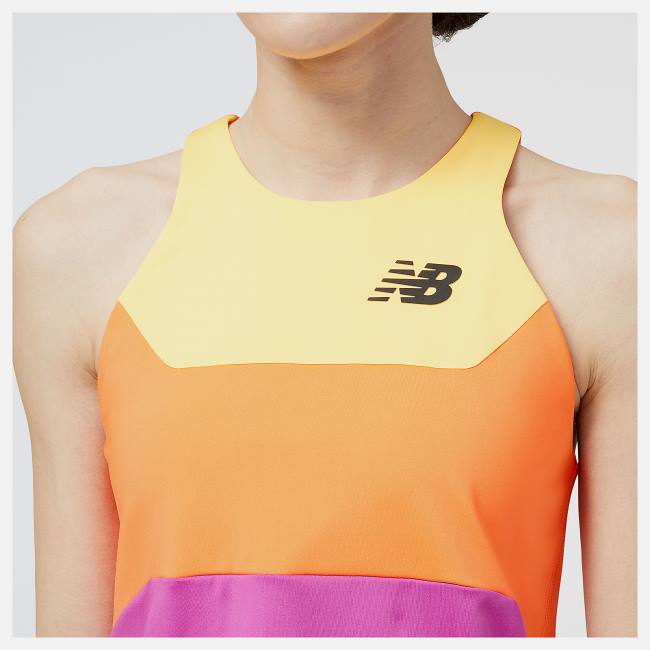 New Balance Tournament Racerfront Tank T-shirt Dam Orange | NB028RWP