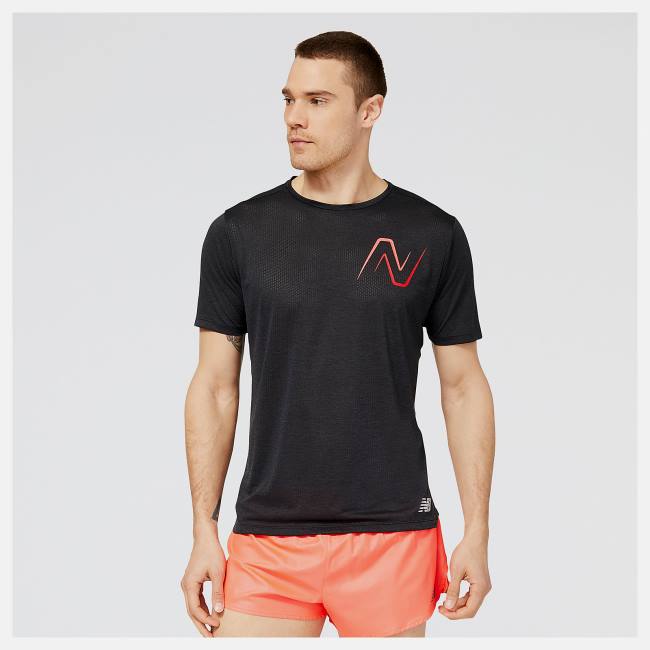 New Balance Tryck Impact Run Korta Sleeve T-shirt Herr Röda | NB248GKJ