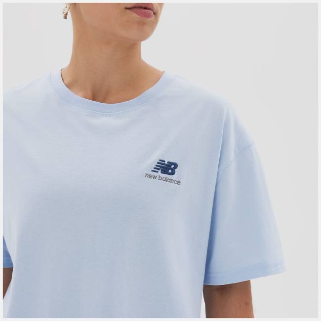 New Balance Uni-ssentials Bomull T-shirt Dam Ljusblå | NB576HRF