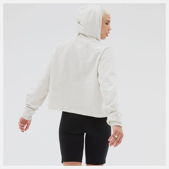 New Balance Uni-ssentials French Terry Crop Hoodie Dam Ljusblå | NB069JKW