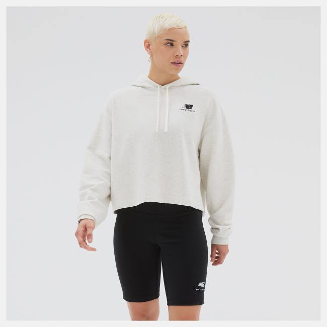 New Balance Uni-ssentials French Terry Crop Hoodie Dam Ljusblå | NB069JKW