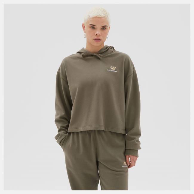 New Balance Uni-ssentials French Terry Crop Hoodie Herr Mörkcamo | NB107PKC