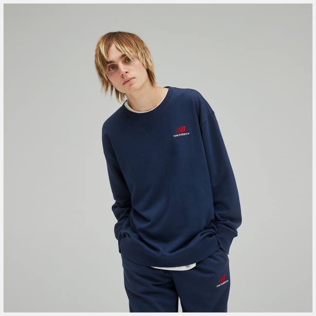 New Balance Uni-ssentials French Terry Crewneck Tröjor Herr Beige Indigo | NB412DOH