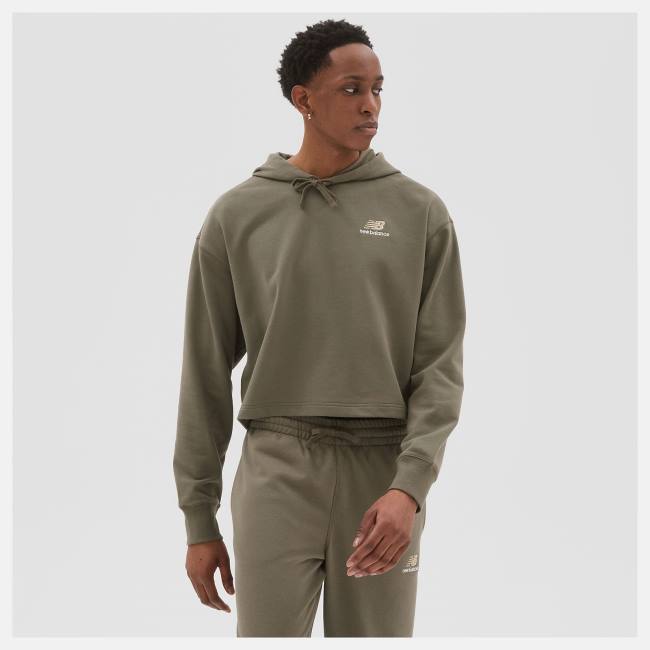 New Balance Uni-ssentials French Terry Crop Hoodie Dam Mörkcamo | NB548WDI