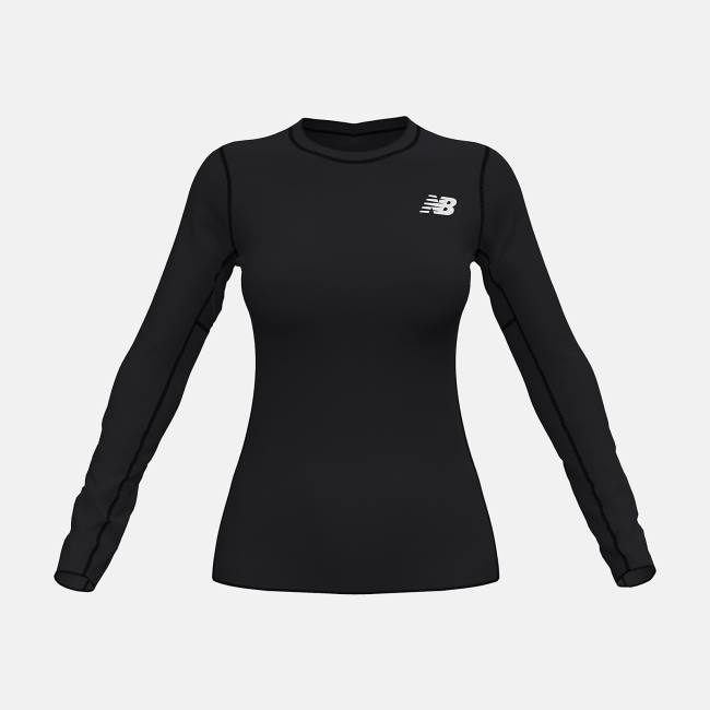 New Balance W Baselayer Long Sleeve Top T-shirt Dam Svarta | NB485DNG