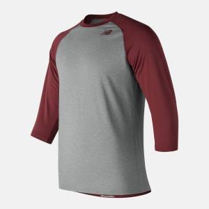 New Balance 3/4 Baseball Raglan Top T-shirt Herr Grå Röda | NB157WTD