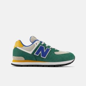 New Balance 574 Sneakers Barn Gröna Mörkblå | NB079JML