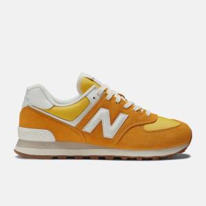 New Balance 574 Sneakers Dam Guld Vita | NB841ZBN