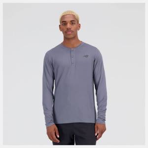 New Balance Baseball Henley T-shirt Herr Grå | NB083VAX