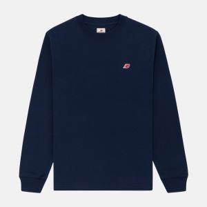 New Balance MADE in USA Core Long Sleeve T-shirt Herr Beige Indigo | NB745AMD