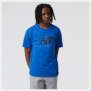 New Balance NB Athletics Tryck Logo Tee T-shirt Herr Mörkblå | NB489VOG