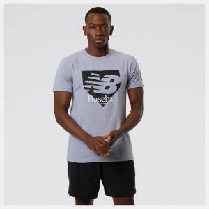 New Balance NB Baseball Plate Tee T-shirt Herr Grå | NB973VXW