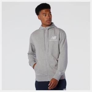 New Balance NB Essentials Stacked Full Zip Hoodie Herr Grå | NB926PWT