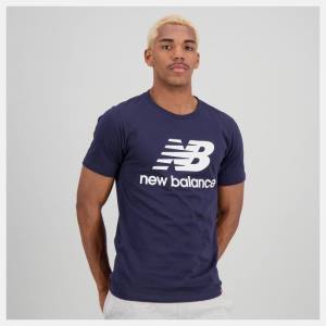 New Balance NB Essentials Stacked Logo Tee T-shirt Herr Marinblå | NB126KGH