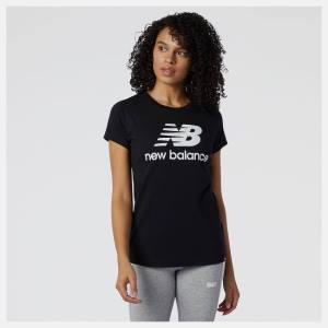 New Balance NB Essentials Stacked Logo Tee T-shirt Dam Svarta | NB178VES