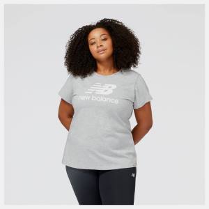 New Balance NB Essentials Stacked Logo Tee T-shirt Dam Grå | NB257AKQ