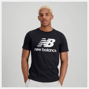 New Balance NB Essentials Stacked Logo Tee T-shirt Herr Svarta | NB258DFG