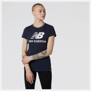 New Balance NB Essentials Stacked Logo Tee T-shirt Dam Marinblå | NB902JFN