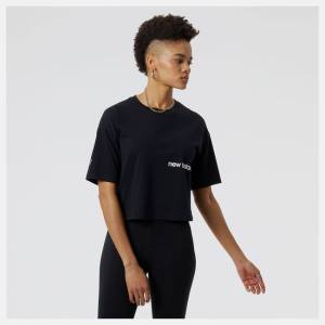 New Balance NB Essentials Tryck Tee T-shirt Dam Svarta | NB827ZDH