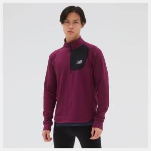 New Balance NB Heat Grid Half Zip T-shirt Herr Röda | NB983LTZ