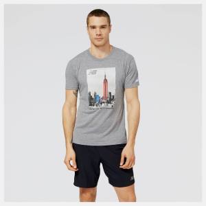 New Balance NYC Marathon Empire Skyline Tryck Tee T-shirt Herr Grå | NB946QFI