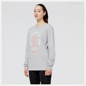 New Balance NYC Marathon Empire Tryck Long Sleeve T-shirt Dam Grå | NB680ENP