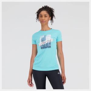 New Balance NYC Marathon Finish Line Tryck Tee T-shirt Dam Ljusmintgröna | NB185TGD