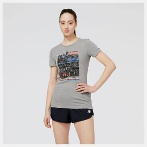 New Balance NYC Marathon Marathon State of Mind Tryck Tee T-shirt Dam Grå | NB236PST