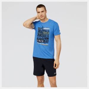 New Balance NYC Marathon Marathon State of Mind Tryck Tee T-shirt Herr Kungsblått | NB740ZRN