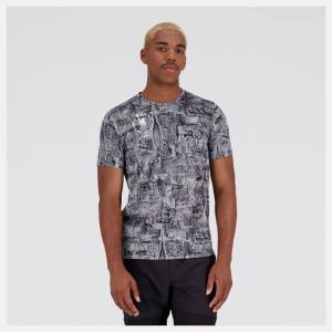 New Balance NYC Marathon Printed Impact Run Korta Sleeve T-shirt Herr Svarta Olika Färger | NB490NDZ