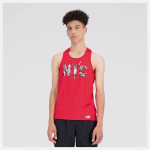 New Balance NYC Marathon Printed Singlet T-shirt Herr Röda | NB206RHL