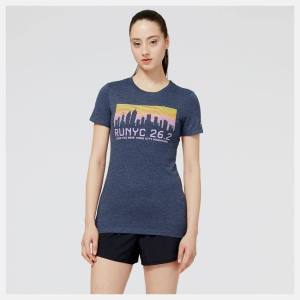 New Balance NYC Marathon RUNYC Skyline Tryck Tee T-shirt Dam Marinblå | NB864BRC