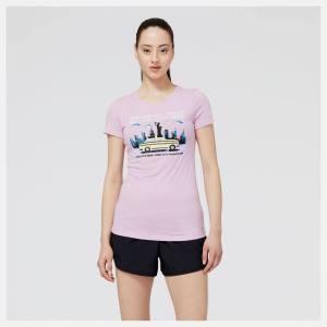 New Balance NYC Marathon Taxi Tryck Tee T-shirt Dam Lila | NB763GVJ