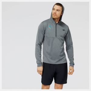 New Balance NYC Marathon Tenacity Quarter Zip Hoodie Herr Ljusgrå | NB346ZCR