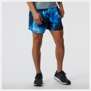 New Balance Run For Life Printed Impact Run 5 Inch Shorts Herr Blå | NB032IRP