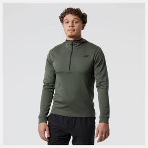 New Balance Tenacity Hooded 1/4 Zip Hoodie Herr Mörkolivgröna Gröna | NB425PDJ