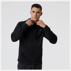 New Balance Tenacity Performance Fleece Full Zip Hoodie Herr Svarta | NB725HYV